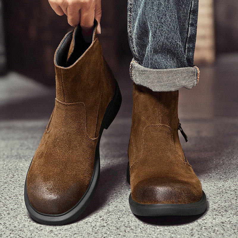 Vintage Outdoor Fashion - Vintage İnek Süet Erkek Chelsea Botları