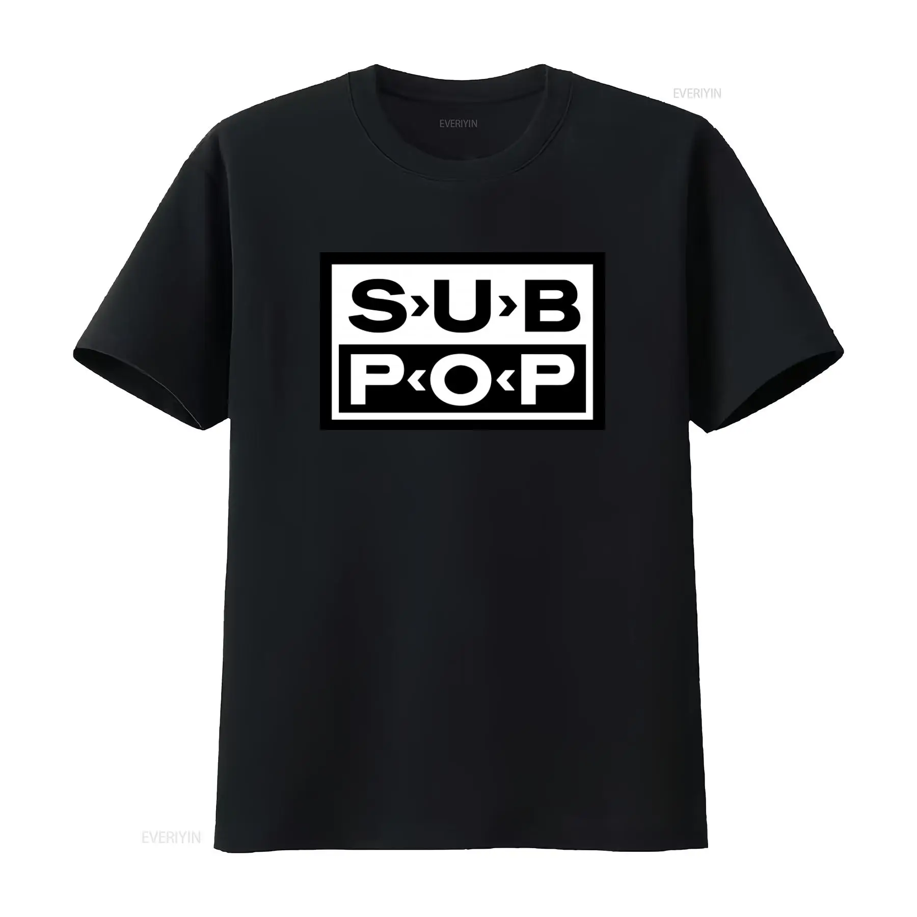 Vintage Fashion Jersey - Sub Pop Logolu Tişört Siyah Beyaz